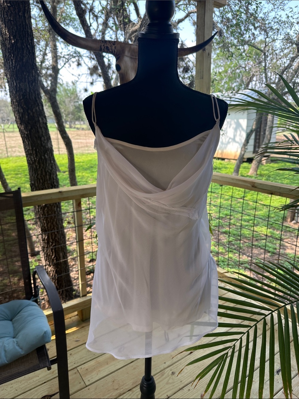Simply Vera Vera Wang Sheer Ivory Cowl Neck Slip Tank